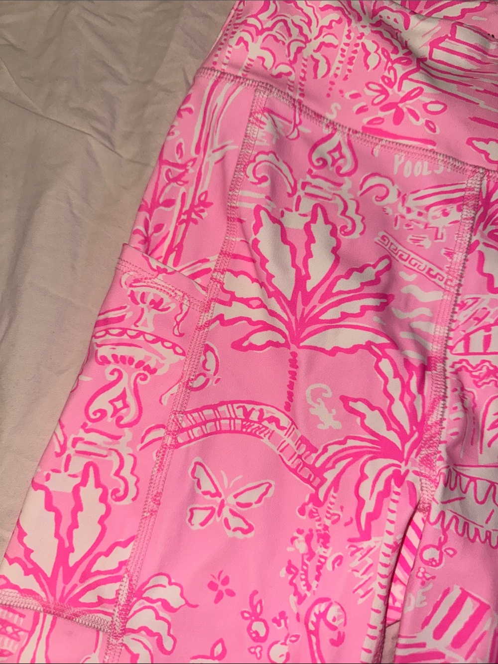 Lilly Pulitzer Neon Pink Tropical Print Luxletic Bicycle Shorts - Picture 3 of 8